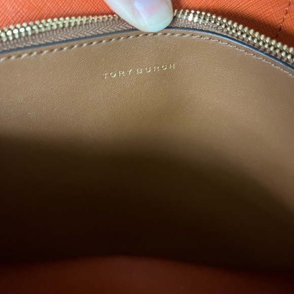 Tory Burch Tan Leather Tote with Red Accent - Picture 6 of 10